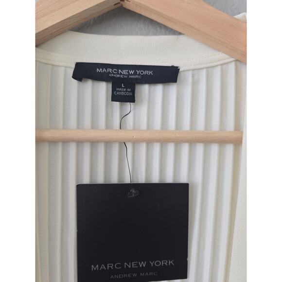 Marc New York Ivory Pleated Open Cardigan Vest Size L NWT Lightweight Preppy - Picture 5 of 10
